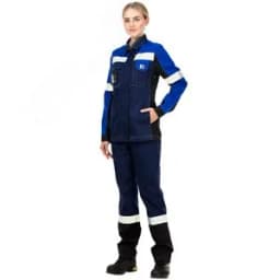 Костюм женский Виват брючный, цвет синий с васильковой и черной отделкой, р. 88-92/158-164