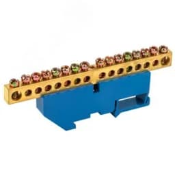 Шина "N" нулевая с синим изолятором на DIN-рейку 8x12 мм стойка бол. 16 групп, REXANT