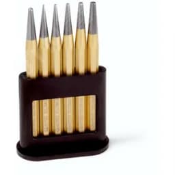 Набор пробойников DIN 6458, 6 предметов (1/2/3/4/5 мм) + Кернер DIN 7250 4 мм, 8-гранный профиль 10 мм, пластиковая подставка