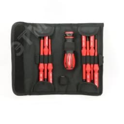 Отвертка диэлектрическая со сменными стержнями в наборе, 9 предметов Jonnesway