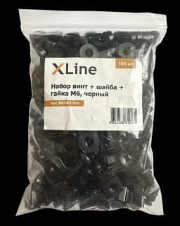 Набор винт + шайба + гайка М6, черный (100 шт/упак) X-line