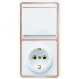 БЭЛЛА Блок БКВР-031 Выключатель одноклавишный + розетка с заземлением золото