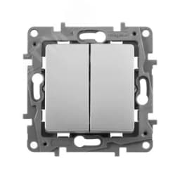 ETIKA Выключатель двухклавишный автоматические клеммы 10 AX 250 В алюминий LEGRAND