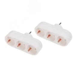 Набор тройников электрических линейных 16 А вертикальные с заземлением, белый (2 шт/уп)