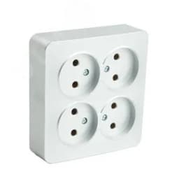 Розетка четырехместная квадратная б/з 250В 10А серия София серебро STEKKER