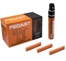 Гвозди 3.0*38 мм для монтажного пистолета с кованым наконечником Bullet point в комплекте с газовым баллоном 165 мм Fedast