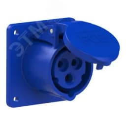 Розетка встраиваемая прямая 16А/230V/1P+N+E/IP44, фланец 75x75