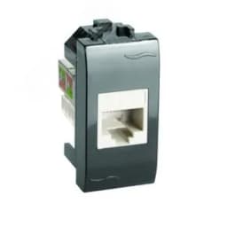 BRAVA Розетка компьютерная RJ45 (разъем PcNet) 1 модуль категория 5е черная