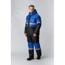 Костюм зимний Профи (ткань Оксфорд) полукомбинезон, васильковый черный, 52-54 182-188