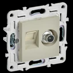 SKANDY Розетка двойная TV+RJ45 кат.5E SK-A14B бежевый IEK