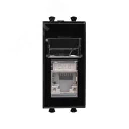 Avanti Компьютерная розетка Черный квадрат  RJ-45 модульная, кат. 6 экран, 1 мод