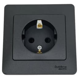 Розетка 1-м СП 1мод. Glossa 16А IP20 с заземл. защ. шторки в сборе антрацит SE GSL000744