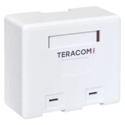 Корпус настенной розетки TERACOM PRO на 2 модуля Keystone со шторками и маркерами белый