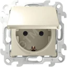 Розетка 2К+З Schuko IP44, слоновая кость