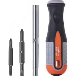 Отвертка стержневая 6 в 1 ROUND GRIP 1/4",5/16"DR, SL5,6, PH1,2 Ombra