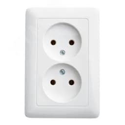 ХИТ Розетка двойная скрытая белая без заземления и шторок 16А 250В