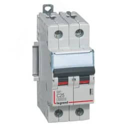 Автоматический выключатель DX? 6000 - 10 кА - тип характеристики C - 2П - 230/400 В~ - 25 А - 2 модуля