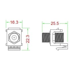 Вставка формата Keystone Jack с проходным адаптером F-типа Hyperline KJ1-FCON-G-WH