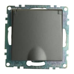 Розетка 1местная сз с крышкой механизм STEKKER GLS16711204 250В 16А с защитной шторкой серия Катрин графит 49424