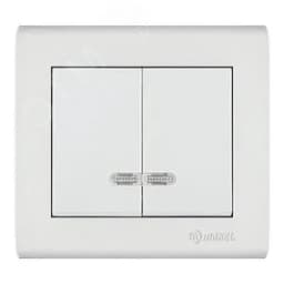 MANOLYA ВЫКЛЮЧАТЕЛЬ 2х КЛАВИШНЫЙ С ПОДСВЕТКОЙ