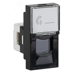 Розетка модульная RJ-11 размер 45х22,5 мм черная