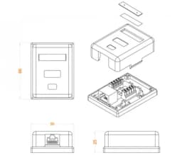 Розетка компьютерная RJ-45(8P8C) Hyperline SB1-1-8P8C-C6-WH