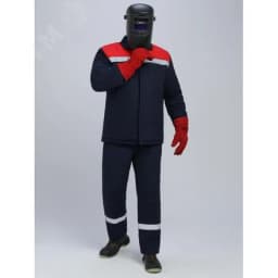 Костюм сварщика зимний Велд-СОП 1 кл.защиты (тк.Хлопок ОП,350) брюки, т.синий/красный, 64-66/170-176