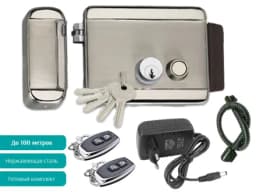 Электромеханический замок на калитку с беспроводным пультом и сетевым блоком питания Уралкам