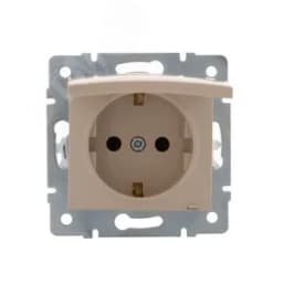 KARINA Розетка с/з с крышкой керамика крем (10шт/120шт) Lezard