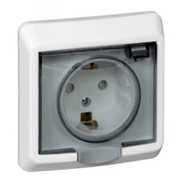 ЭТЮД Розетка скрытая с заземлением со шторками IP44 белая PC16-044B Systeme Electric