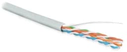 LAN UTP 4x2x24AWG кат.5е solid-indoor (305 м) Hyperline (UUTP4-C5E-S24-IN-PVC-GY-305) - Кабель витая пара, неэкранированная U/UTP, категория 5e, 4 пары (24 AWG), одножильный (solid), PVC, серый (305 м)