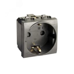 BRAVA Розетка 2 модуля с заземлением со шторками  черная