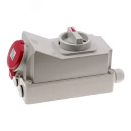 Розетка настенная с выключателем и механической блокировкой 16A/400V/3P+N+E/IP44