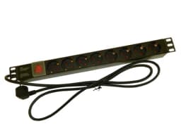 Блок розеток 19 16А 8 розеток шнур 2м выключатель черный PDULX01