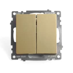 Переключатель 2клавишный механизм STEKKER GLS10710708 250В 10А серия Катрин золото 49220