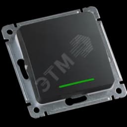 Выключатель одноклавишный, с индикацией, скрытой установки, в рамку, черный