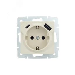 VESNA Розетка с/з TC+USB разъём крем