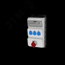 Комбинация розеток , Вход М40, клеммы, УЗО 4P/63A/30mA, 1xCEE32A5p, 3xSchuko16A, IP44. 00-00033749 AlpenBox