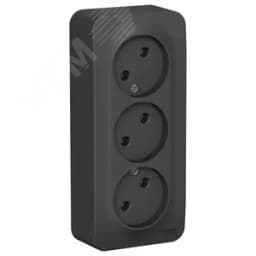 BLANCA розетка наружная 3-я без заземления без штор. изол.пл., 16А, 250В, антрацит