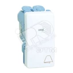 Кнопка клавишная звонок с подсветкой узкая, 10А 250В, S27 белый Simon