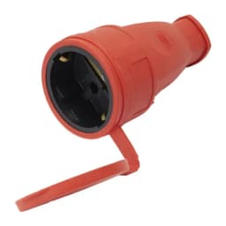 Розетка переносная одноместная STEKKER RST162144 с заземлением с крышкой каучук 230В 16А IP44 красный РА 16005 39195
