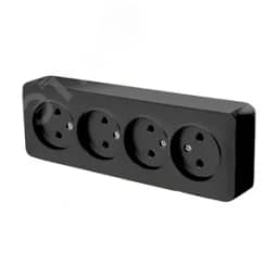 Розетка четырехместная б/з 250В 10А серия София черный STEKKER