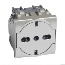 Розетка Livinglight 2К+З 16А 250В, немецкого/итальянского стандартов, с плоской лицевой панелью, цвет алюминий