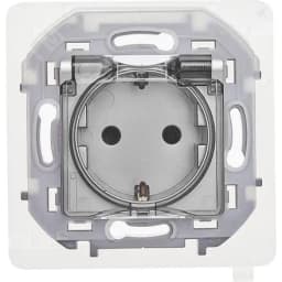 Розетка 2К+З IP 44 с откидной крышкой и шторками немецкий стандарт 16 А 250 В~ INSPIRIA алюминий LEGRAND