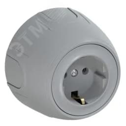 Розетка с заземлением Rotondo, винтовые контакты, цвет серый