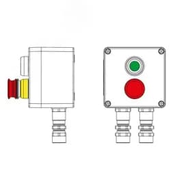 Взрывозащищенный пост управления из полиэстера CPE-P-03-(1xP1G(11)-1xP3E(11))-2xKA2MHK(C)1Ex d e IIC Т5 Gb / Ex tb IIIC T95°C Db IP66 / КЗ / ШЗ