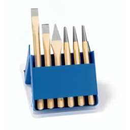 Набор инструментов по металлу, 6 предметов (Зубила плоские 125/150 мм, Крейцмейсель 125 мм, Кернер 4 мм, Пробойники 3/4 мм, пластиковый кейс)