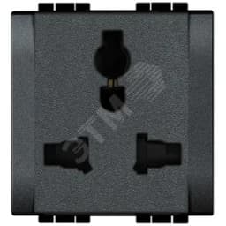 LL Розетка мультистандарт 5/6/10/13А 127В/250В 2 модуля антрацит