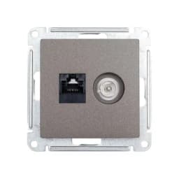 Розетка компьютерная + телевизионная 2-м AtlasDesign RJ45 кат.5E + TV механизм мокко SE ATN000689