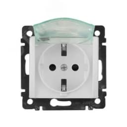 VALENA Розетка с заземлением с крышкой со шторками белая 774220 LEGRAND